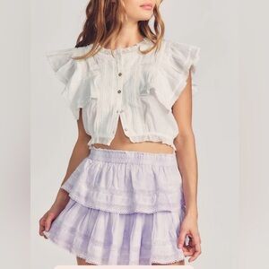 LoveShackFancy Heritage Skirt in Lilac, XS